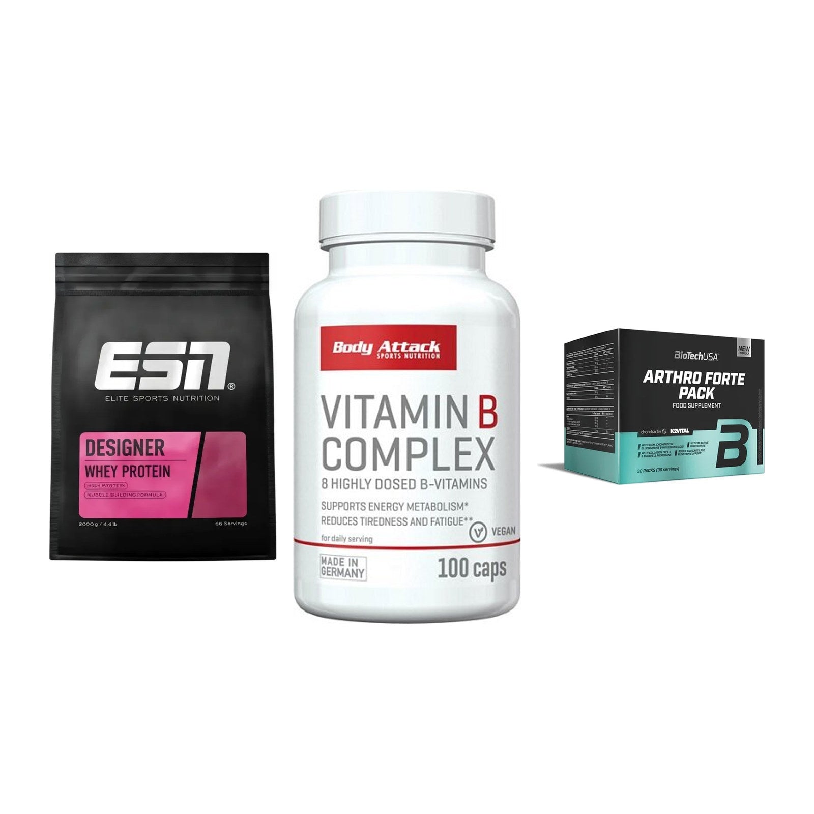 Regenerations-Set: ESN Designer + Body Attack + BioTech Arthro – alle enthaltenen Artikel