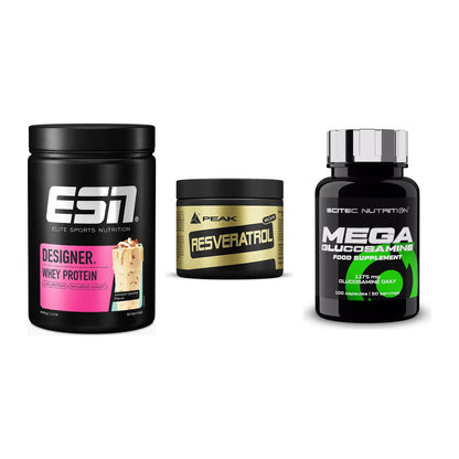 Regenerations-Set: ESN Designer + Peak Resveratro + Scitec Mega – alle enthaltenen Artikel