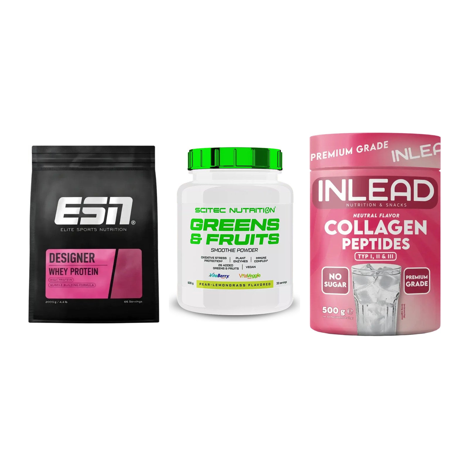Regenerations-Set: ESN Designer + Scitec Greens + INLEAD Collagen – alle enthaltenen Artikel