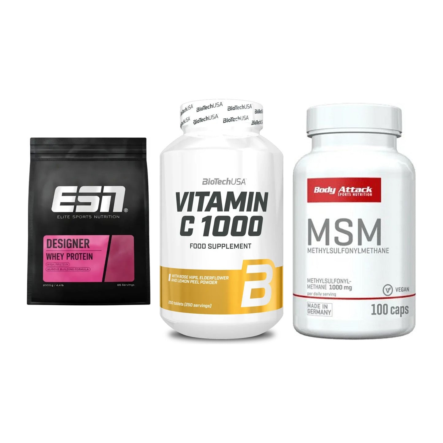 Regenerations-Set: ESN Designer + BioTech Vitamin + Body Attack MSM – alle enthaltenen Artikel