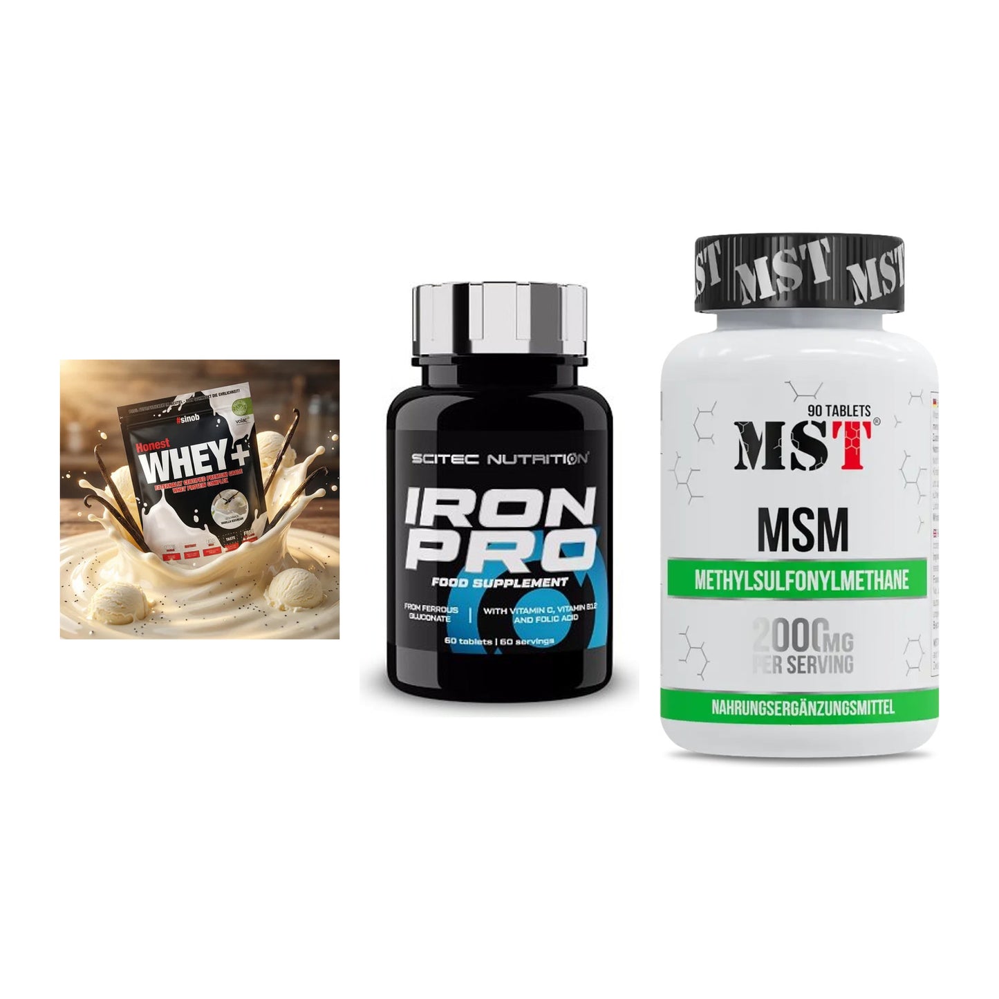 Regenerations-Set: Sinob Honest + Scitec Iron Pro + MST MSM 2000 / – alle enthaltenen Artikel