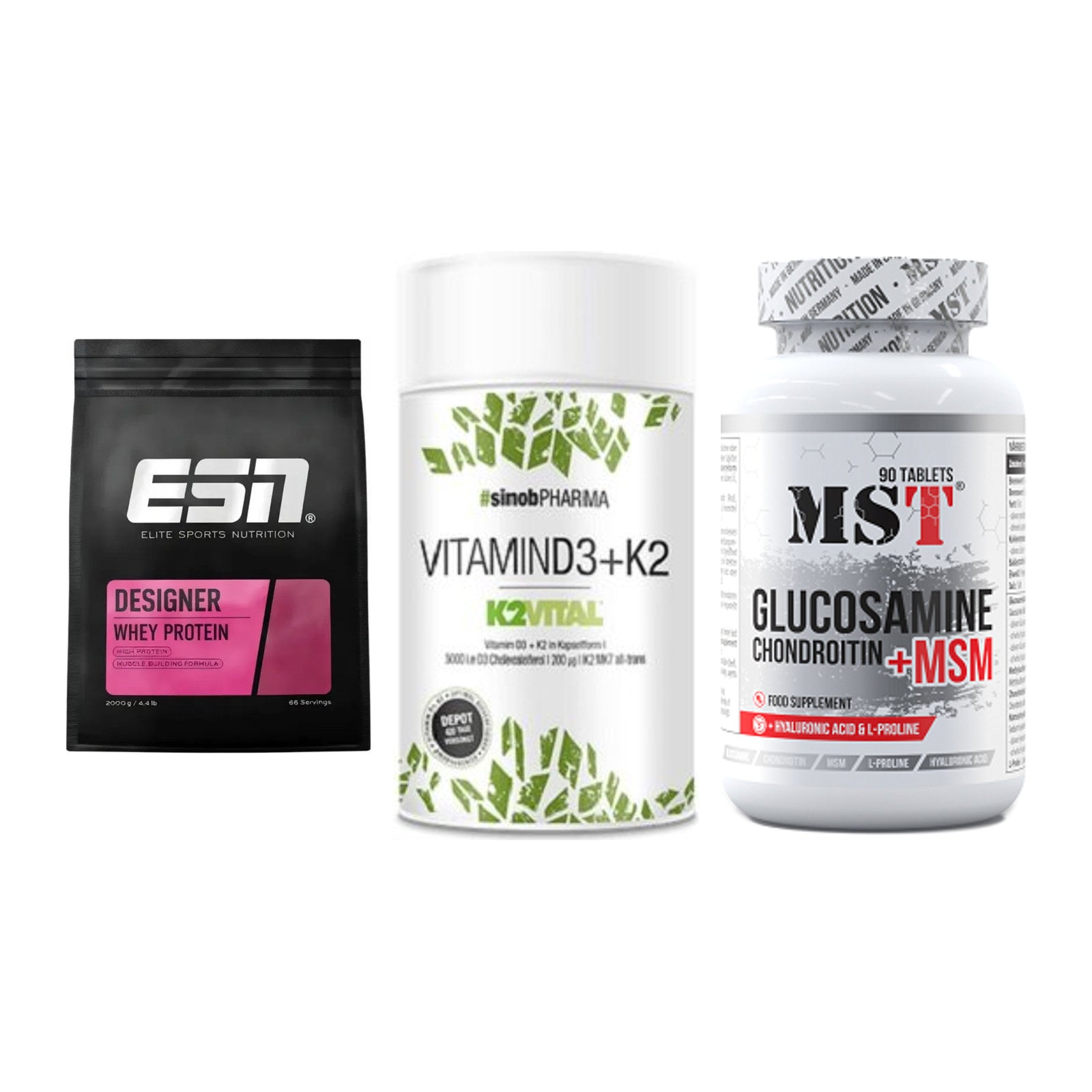 Regenerations-Set: ESN Designer + Sinob Vitamin + MST Glucosamine – alle enthaltenen Artikel
