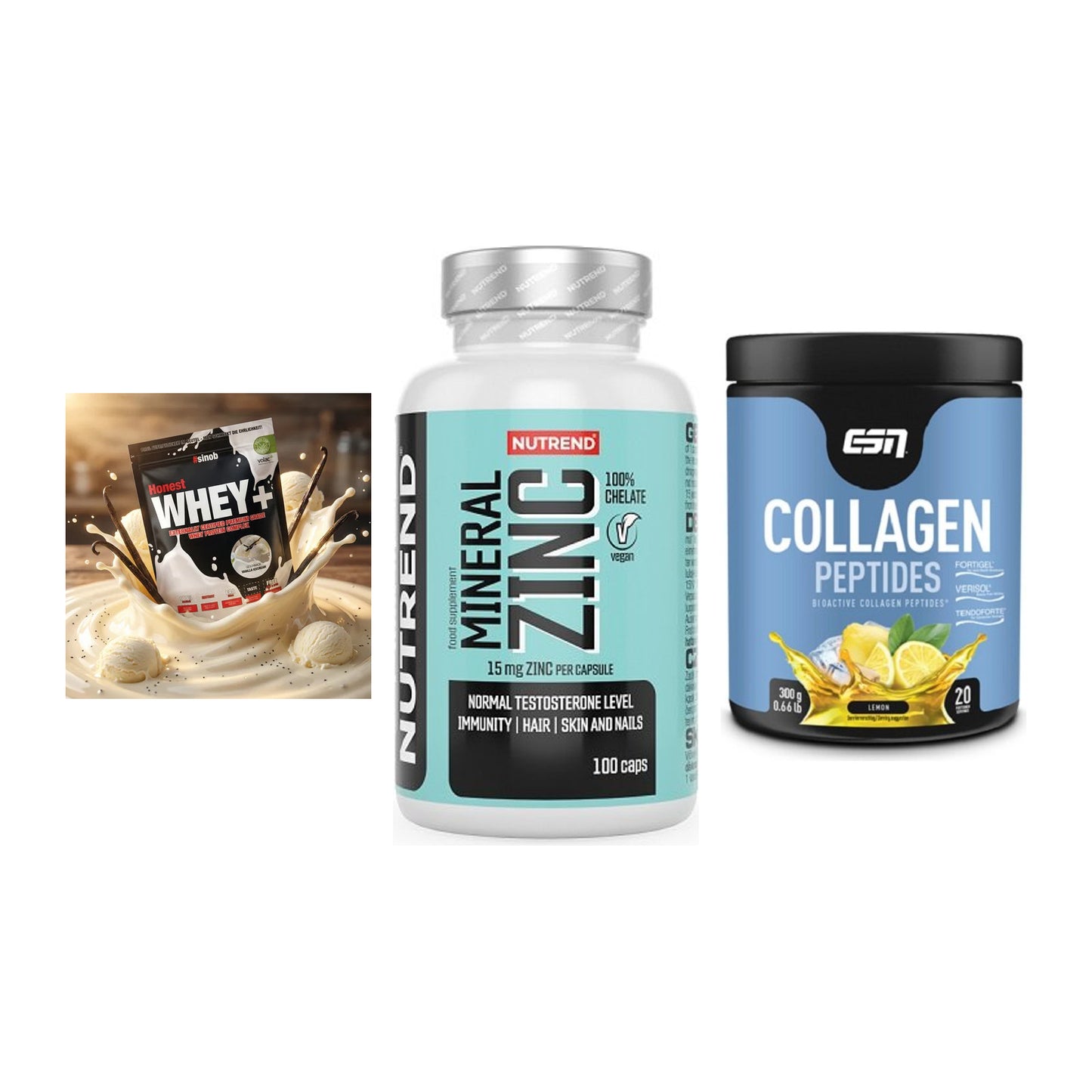 Regenerations-Set: Sinob Honest + Nutrend Zinc + ESN Collagen – alle enthaltenen Artikel