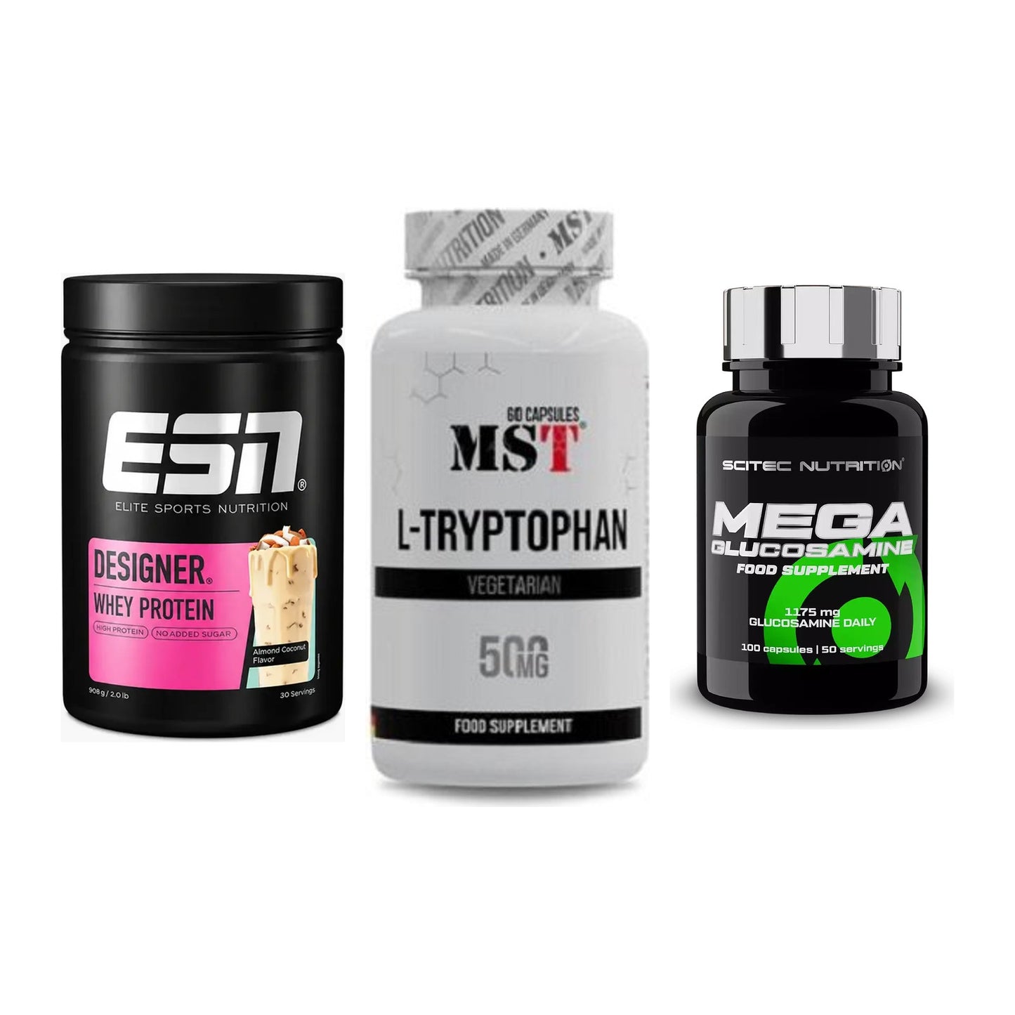 Regenerations-Set: ESN Designer + MST Tryptophan + Scitec Mega – alle enthaltenen Artikel