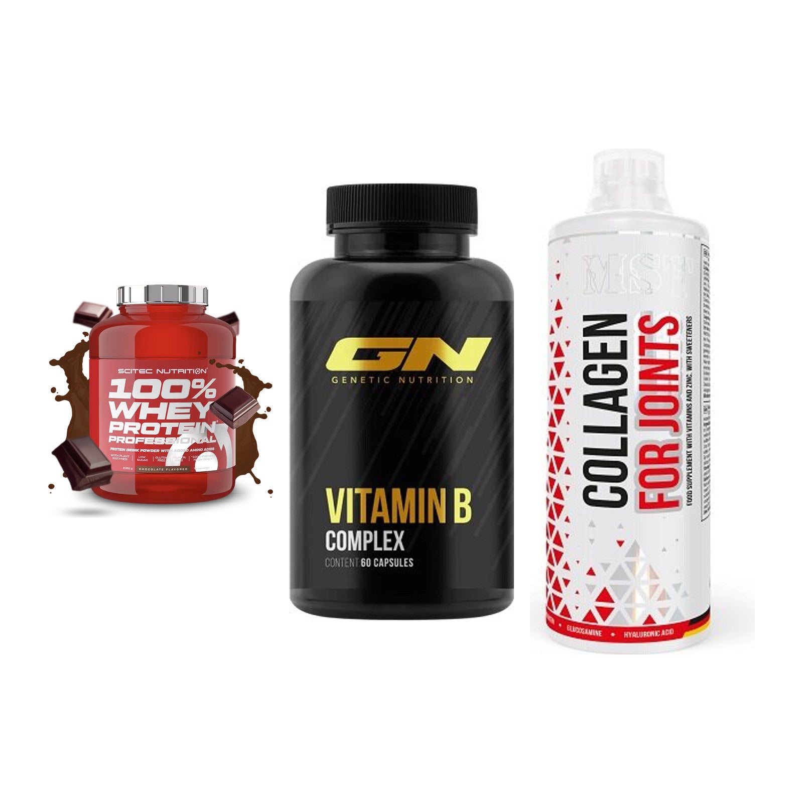 Regenerations-Set: Scitec 100% + GN Vitamin + MST Collagen – alle enthaltenen Artikel