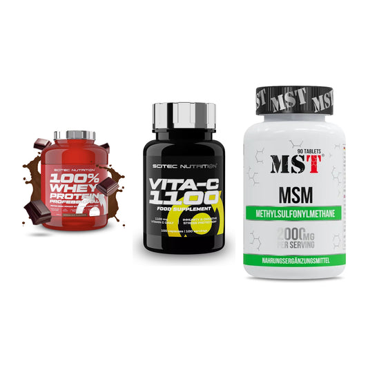 Regenerations-Set: Scitec 100% + Scitec Vitamin + MST MSM 2000 / – alle enthaltenen Artikel