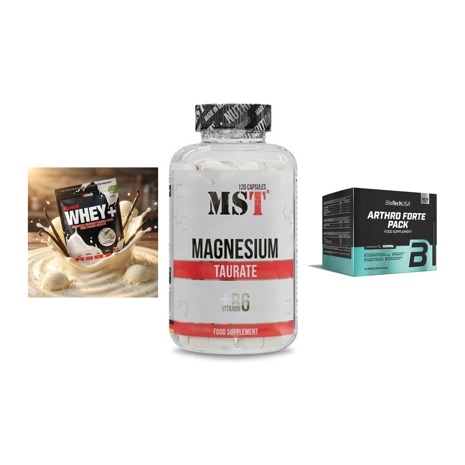 Regenerations-Set: Sinob Honest + MST Magnesium + BioTech Arthro – alle enthaltenen Artikel