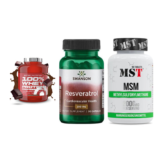 Regenerations-Set: Scitec 100% + Swanson Resvera + MST MSM 2000 / – alle enthaltenen Artikel