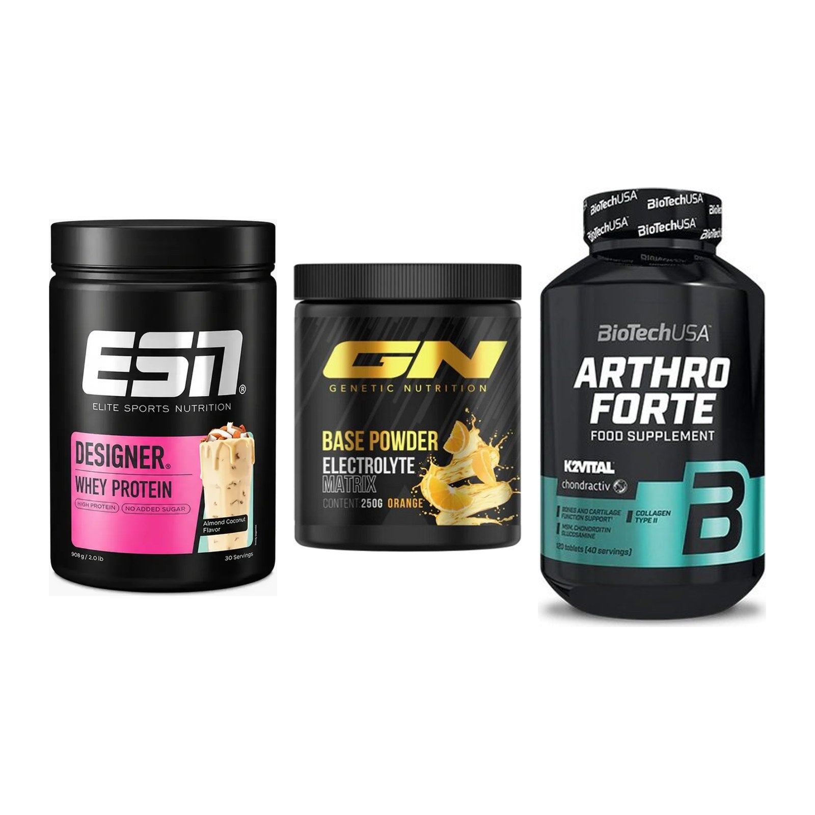 Regenerations-Set: ESN Designer + GN Base Powder + BioTech Arthro – alle enthaltenen Artikel
