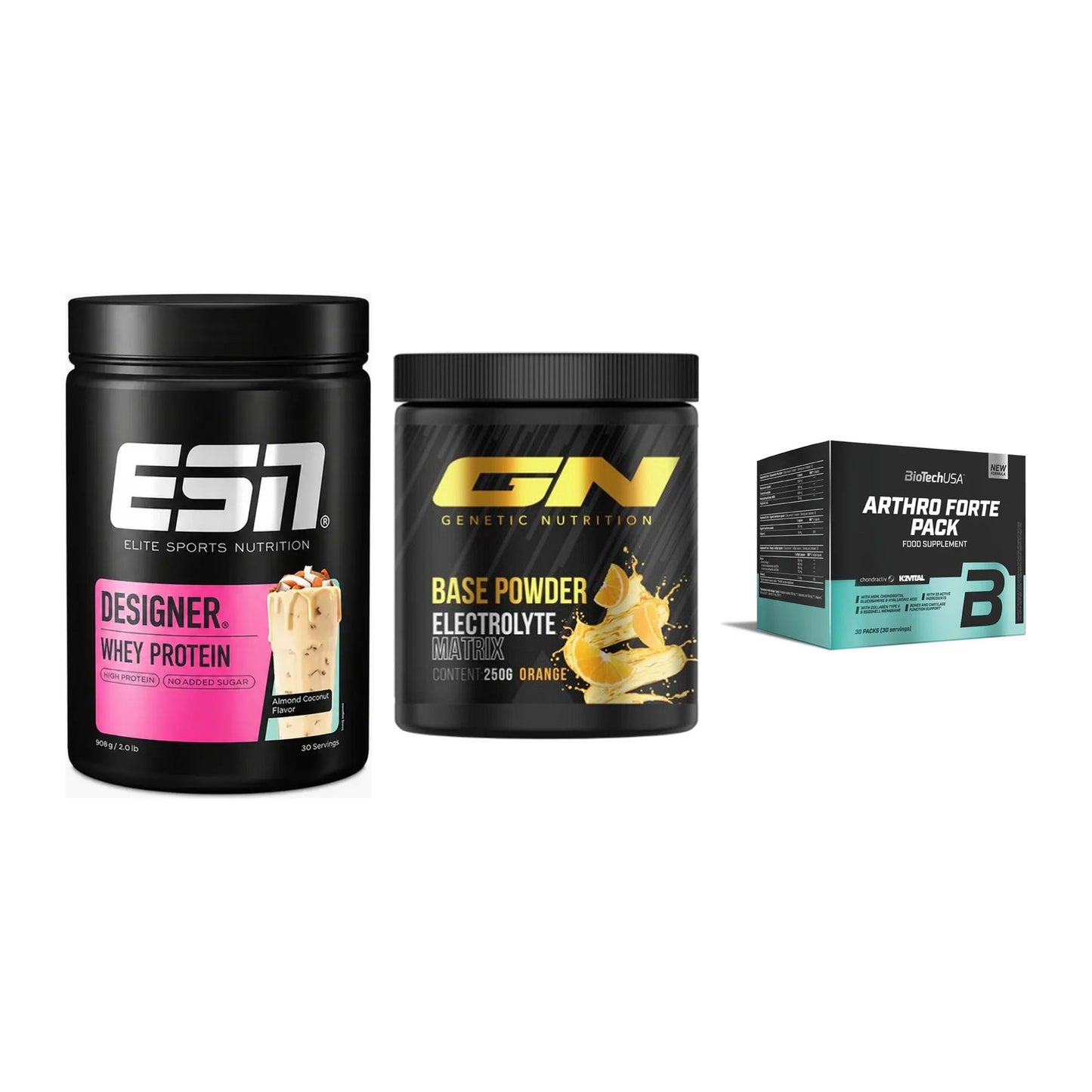 Regenerations-Set: ESN Designer + GN Base Powder + BioTech Arthro – alle enthaltenen Artikel