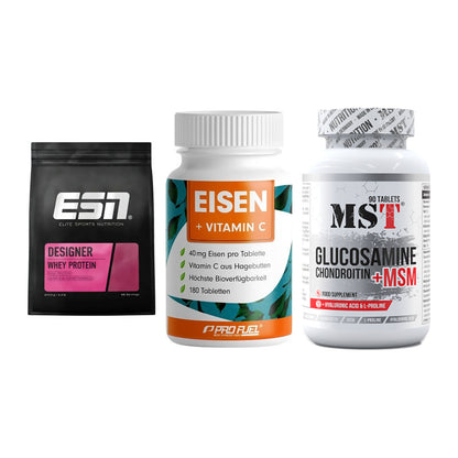 Regenerations-Set: ESN Designer + ProFuel EISEN + MST Glucosamine – alle enthaltenen Artikel