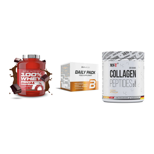 Regenerations-Set: Scitec 100% + BioTech Daily + MST Collagen – alle enthaltenen Artikel