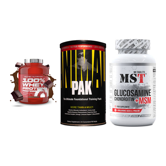 Regenerations-Set: Scitec 100% + Universal + MST Glucosamine – alle enthaltenen Artikel