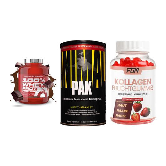 Regenerations-Set: Scitec 100% + Universal + FGN Kollagen 60 – alle enthaltenen Artikel