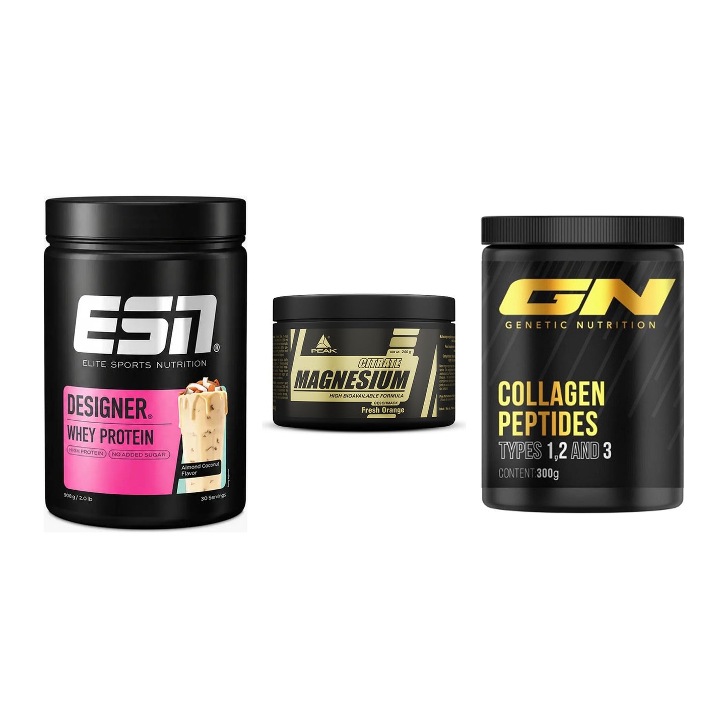 Regenerations-Set: ESN Designer + Peak Magnesium + GN Peptan – alle enthaltenen Artikel
