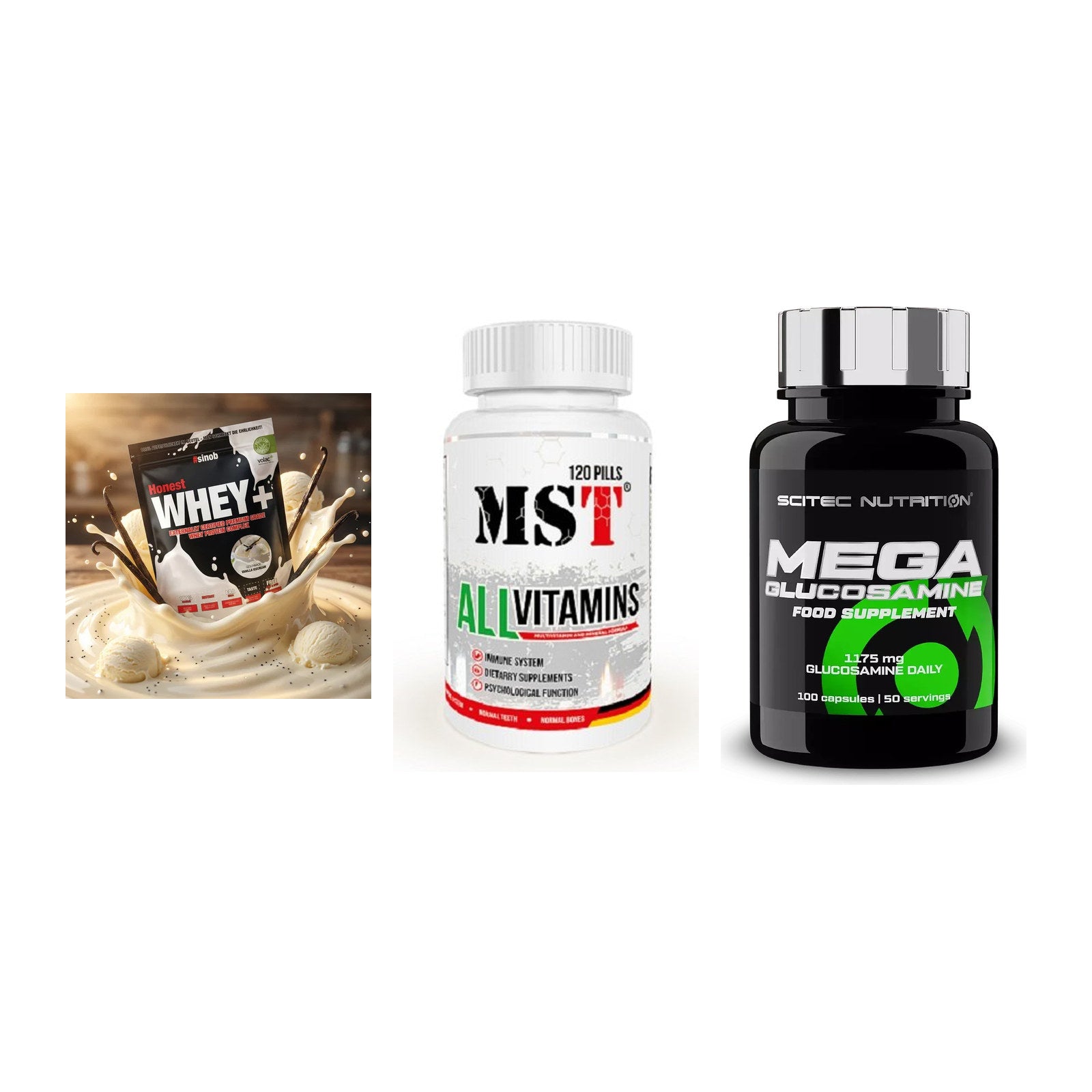 Regenerations-Set: Sinob Honest + MST All Vitamin + Scitec Mega – alle enthaltenen Artikel