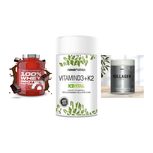 Regenerations-Set: Scitec 100% + Sinob Vitamin + Sinob Kollagen – alle enthaltenen Artikel