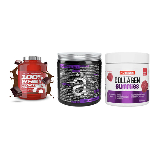 Regenerations-Set: Scitec 100% + Nanosupps Hype + Nutrend Collage – alle enthaltenen Artikel