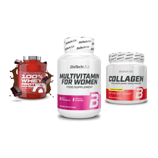 Regenerations-Set: Scitec 100% + BioTech Multivi + BioTech Collage – alle enthaltenen Artikel