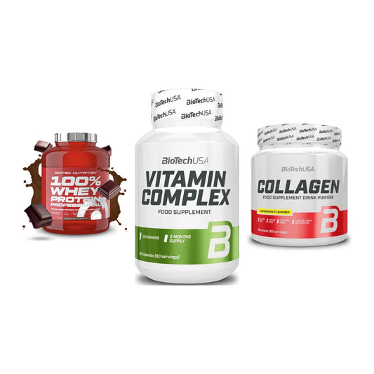 Regenerations-Set: Scitec 100% + BioTech Vitamin + BioTech Collage – alle enthaltenen Artikel