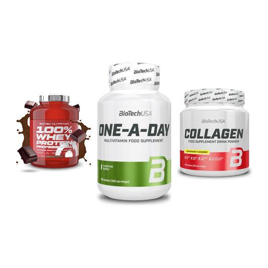 Regenerations-Set: Scitec 100% + BioTech One A + BioTech Collage – alle enthaltenen Artikel
