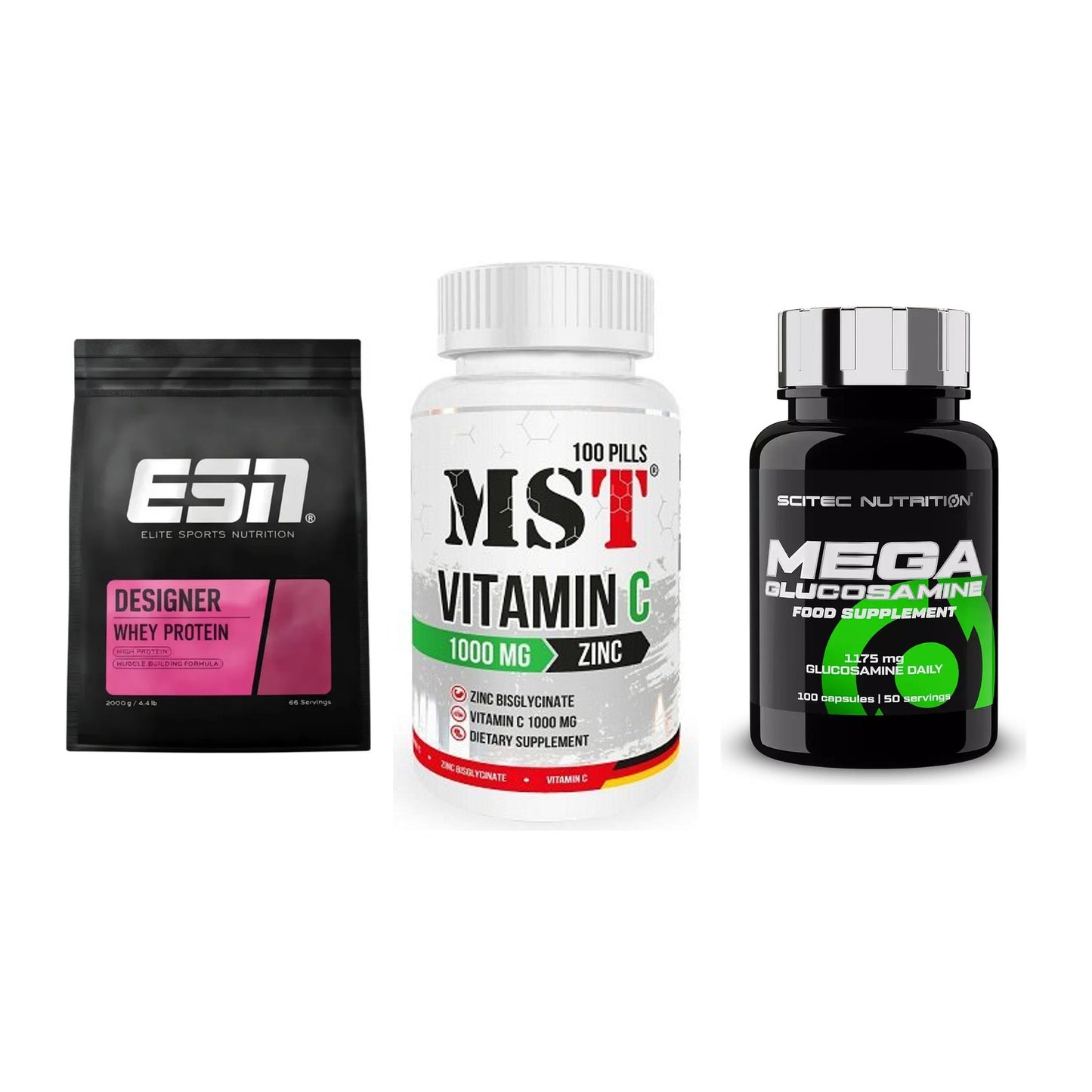 Regenerations-Set: ESN Designer + MST Vitamin C + Scitec Mega – alle enthaltenen Artikel