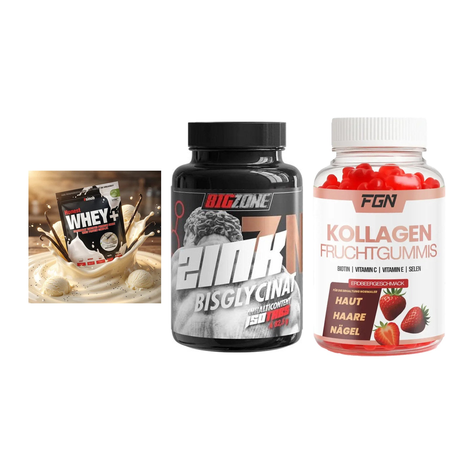 Regenerations-Set: Sinob Honest + Big Zone Zink + FGN Kollagen 60 – alle enthaltenen Artikel