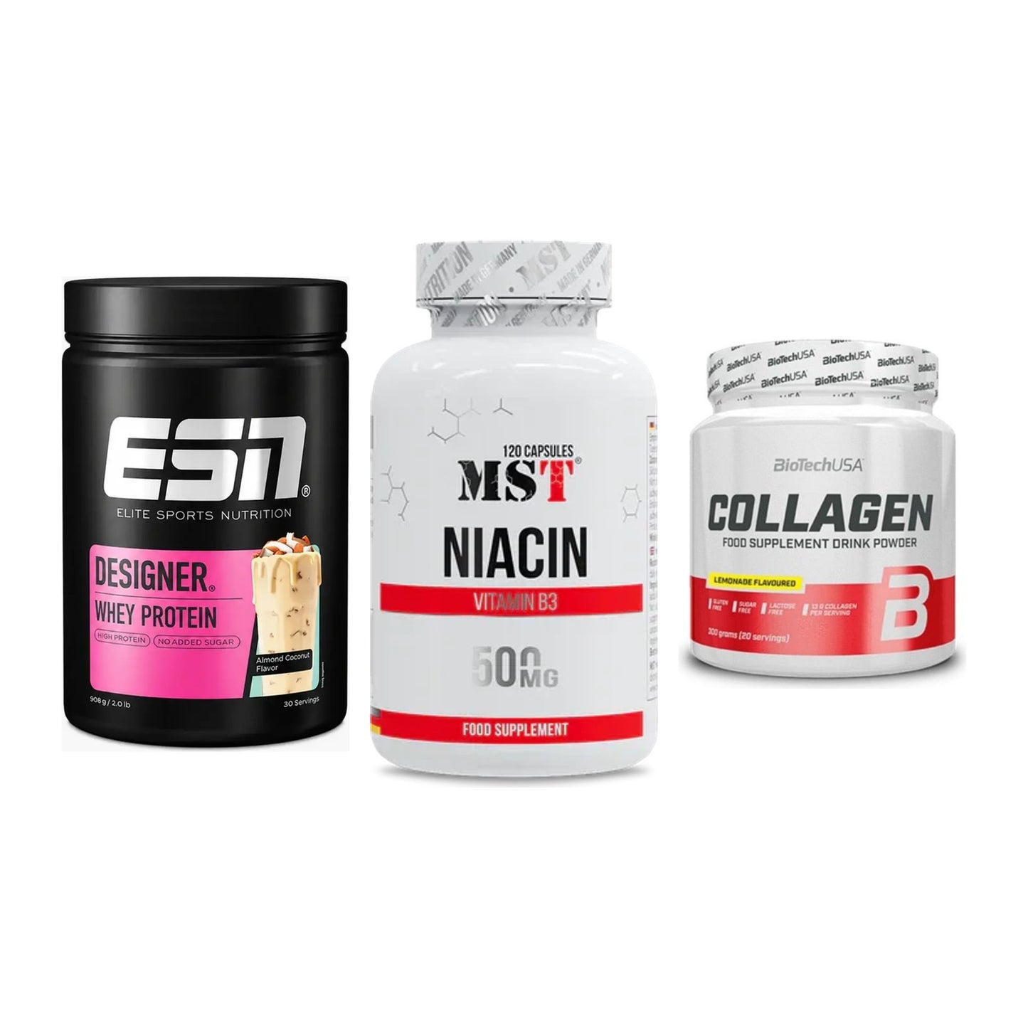 Regenerations-Set: ESN Designer Whey + MST Niacin + BioTech Collagen – alle enthaltenen Artikel