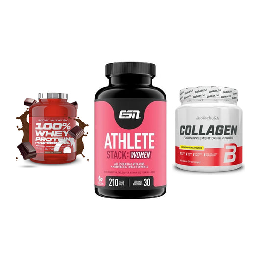 Regenerations-Set: Scitec 100% + ESN Athlete + BioTech Collage – alle enthaltenen Artikel