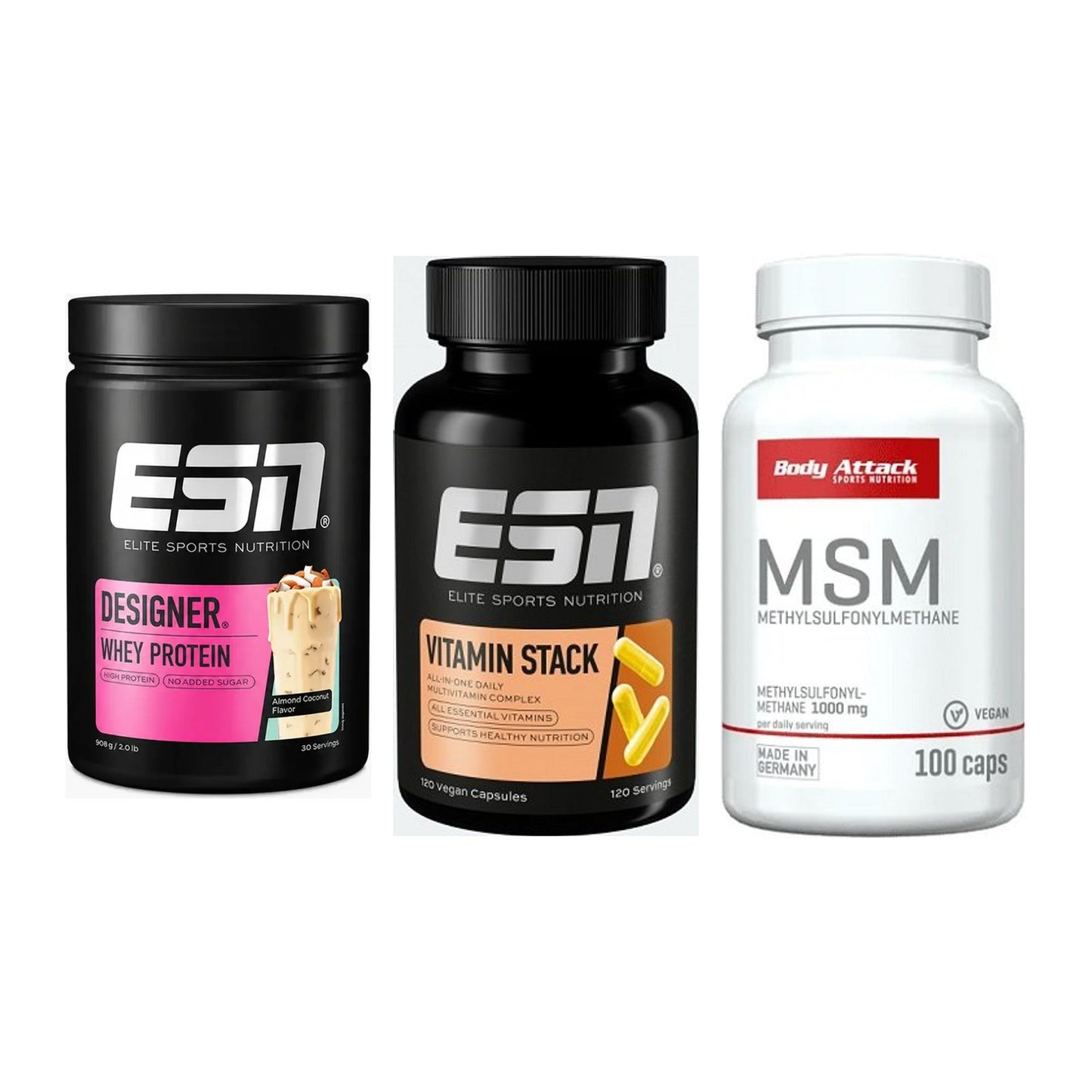 Regenerations-Set: ESN Designer + ESN Vitamin + Body Attack MSM – alle enthaltenen Artikel
