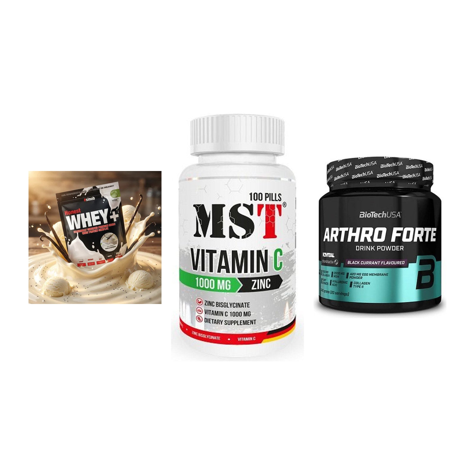 Regenerations-Set: Sinob Honest + MST Vitamin C + BioTech Arthro – alle enthaltenen Artikel