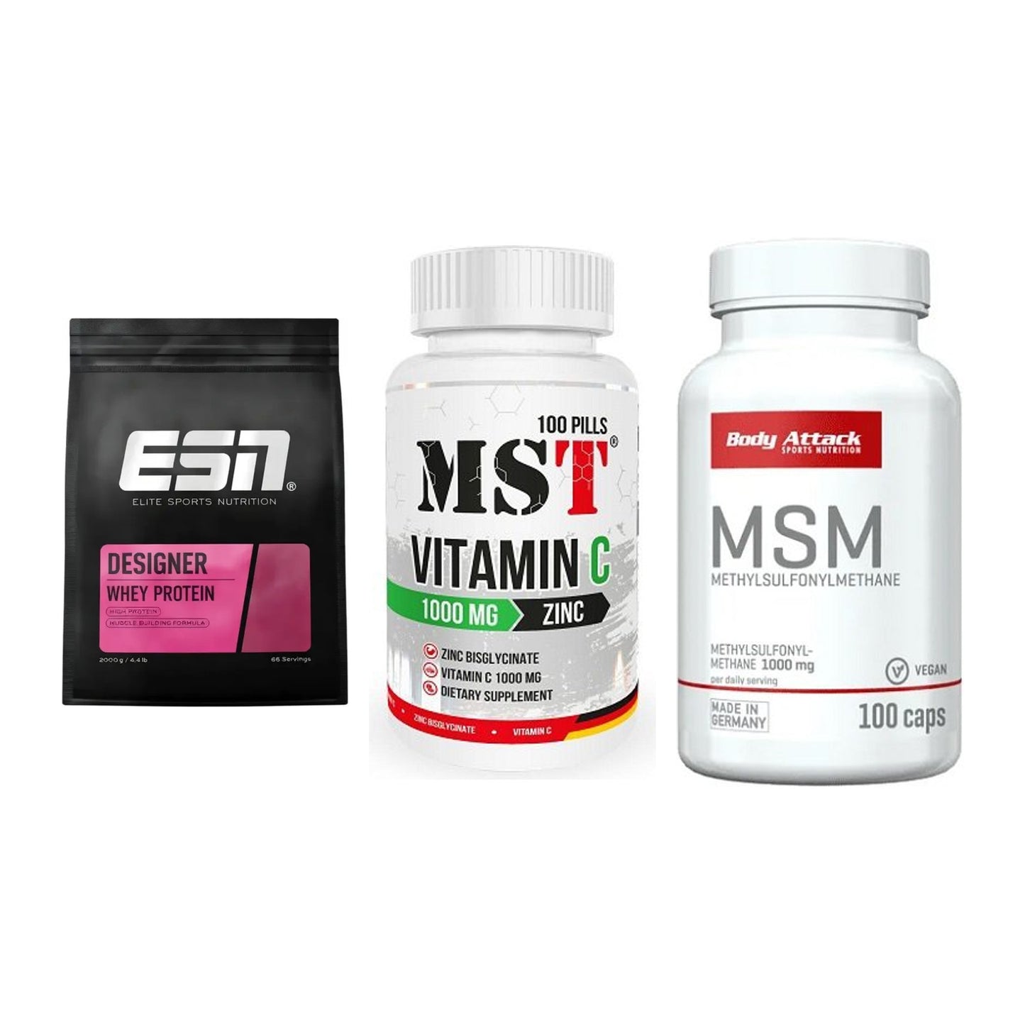 Regenerations-Set: ESN Designer + MST Vitamin C + Body Attack MSM – alle enthaltenen Artikel