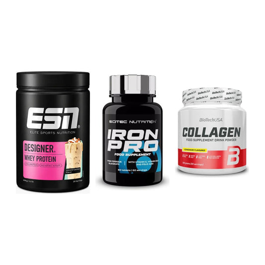 Regenerations-Set: ESN Designer + Scitec Iron Pro + BioTech Collage – alle enthaltenen Artikel