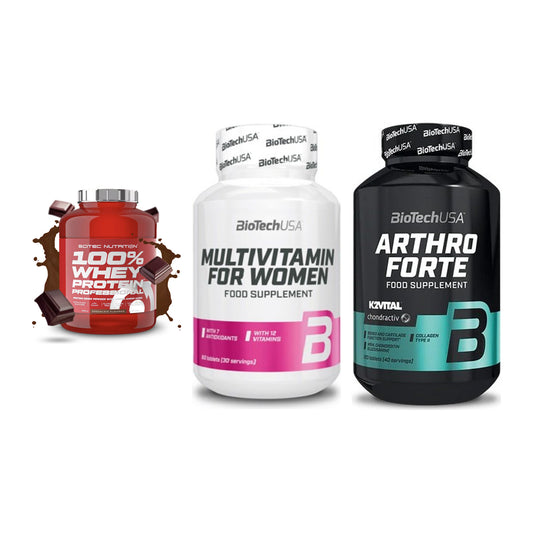 Regenerations-Set: Scitec 100% + BioTech Multivi + BioTech Arthro – alle enthaltenen Artikel