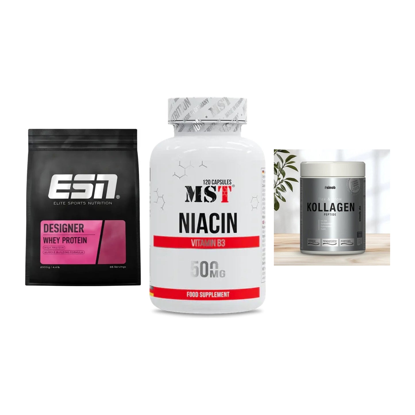 Regenerations-Set: ESN Designer + MST Niacin + Sinob Kollagen – alle enthaltenen Artikel