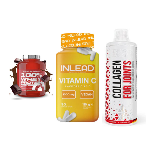Regenerations-Set: Scitec 100% + INLEAD Vitamin + MST Collagen – alle enthaltenen Artikel