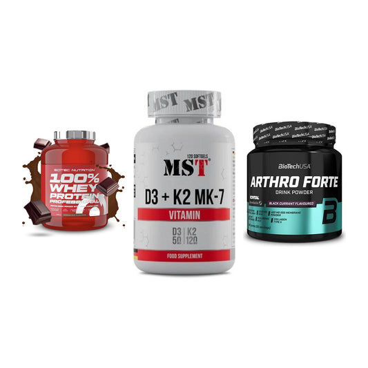 Regenerations-Set: Scitec 100% + MST Vitamin D3 + BioTech Arthro – alle enthaltenen Artikel