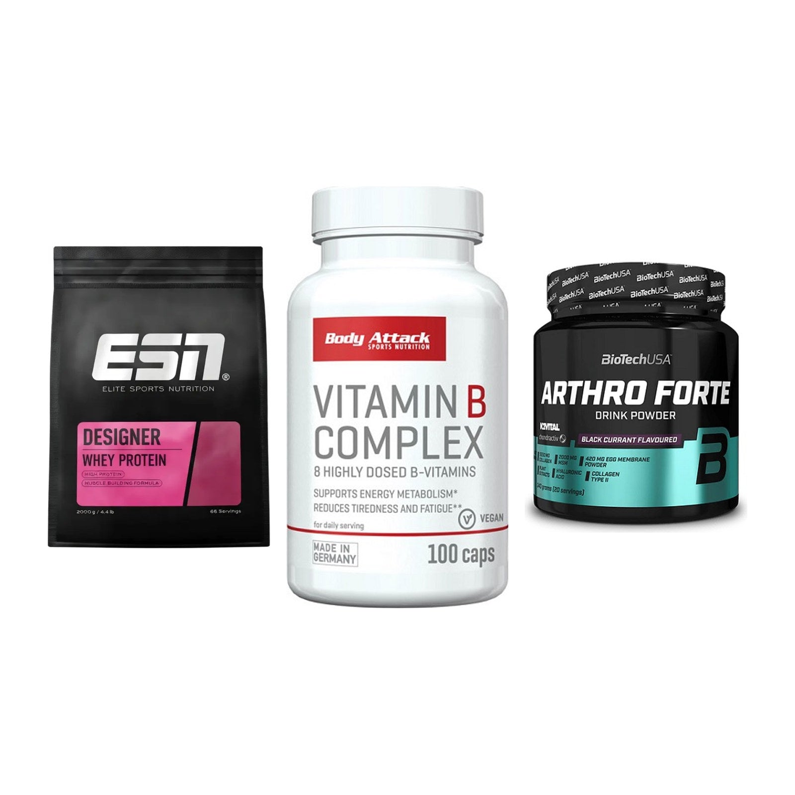 Regenerations-Set: ESN Designer + Body Attack + BioTech Arthro – alle enthaltenen Artikel