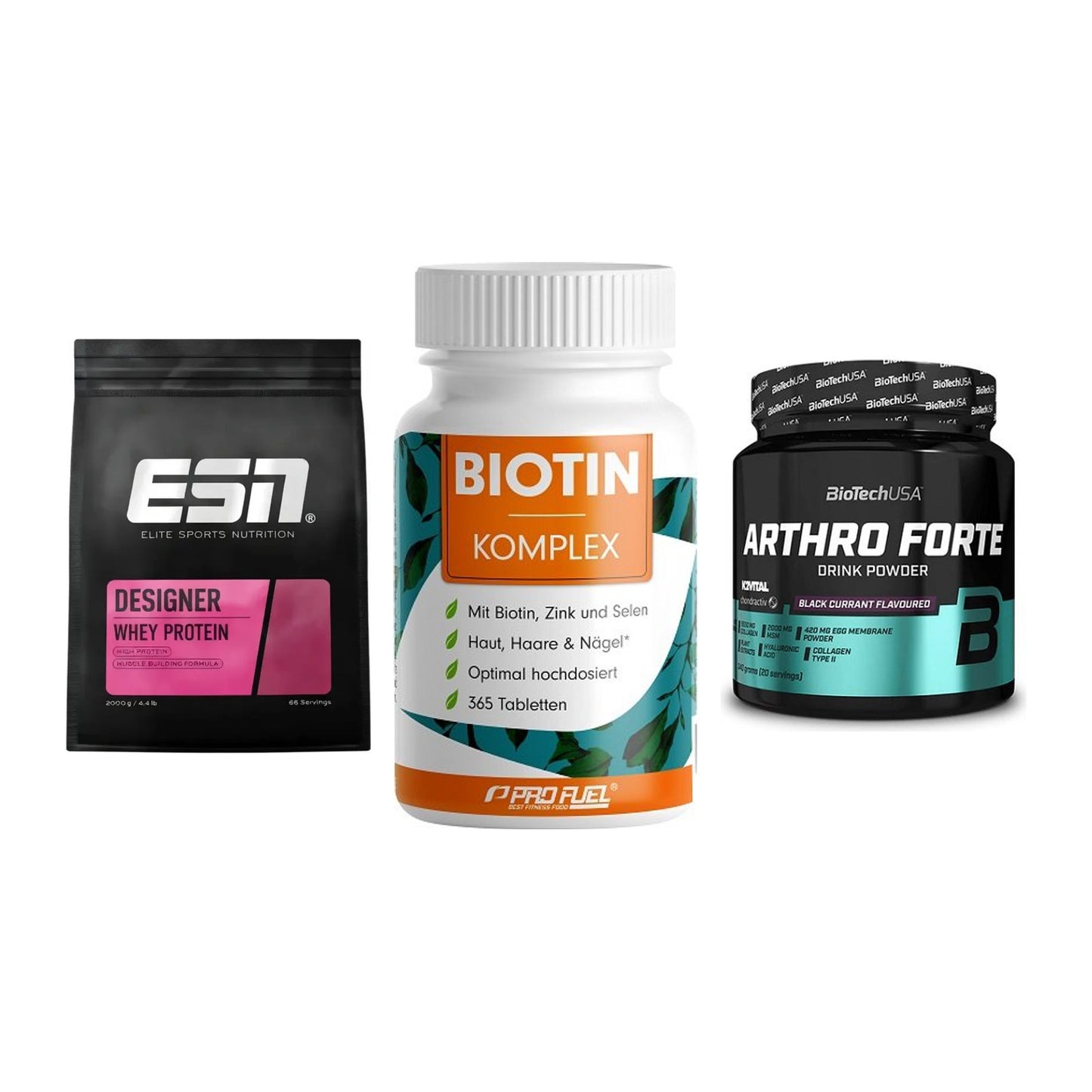 Regenerations-Set: ESN Designer + ProFuel BIOTIN + BioTech Arthro – alle enthaltenen Artikel