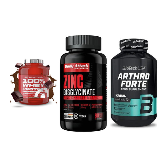 Regenerations-Set: Scitec 100% + Body Attack + BioTech Arthro – alle enthaltenen Artikel