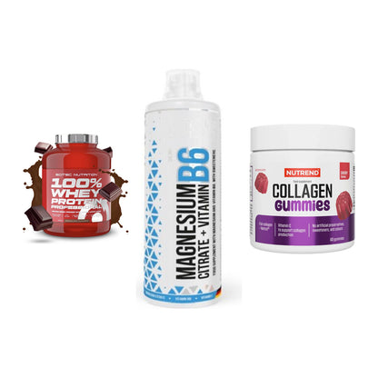 Regenerations-Set: Scitec 100% + MST Magnesium + Nutrend Collage – alle enthaltenen Artikel