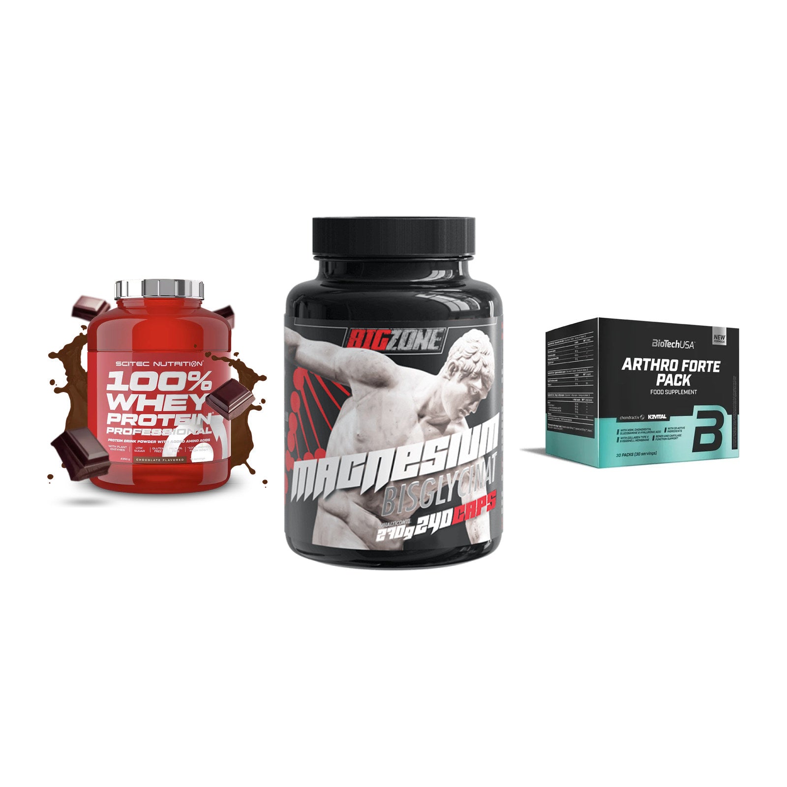 Regenerations-Set: Scitec 100% + Big Zone + BioTech Arthro – alle enthaltenen Artikel