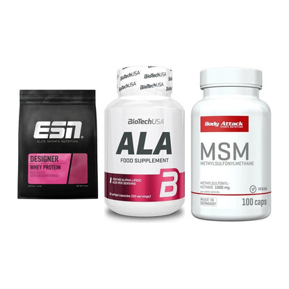 Regenerations-Set: ESN Designer + BioTech ALA + Body Attack MSM – alle enthaltenen Artikel