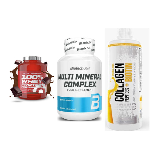 Regenerations-Set: Scitec 100% + BioTech Multi + MST Collagen – alle enthaltenen Artikel