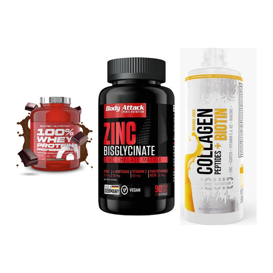 Regenerations-Set: Scitec 100% + Body Attack + MST Collagen – alle enthaltenen Artikel