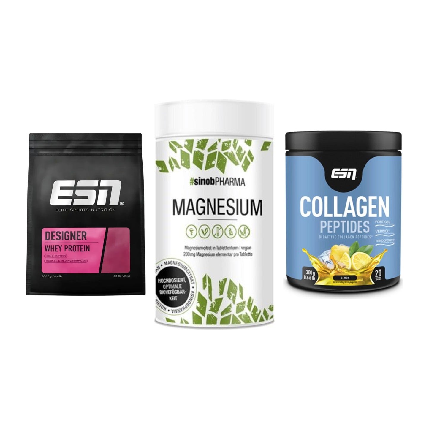 Regenerations-Set: ESN Designer + Sinob Magnesium + ESN Collagen – alle enthaltenen Artikel