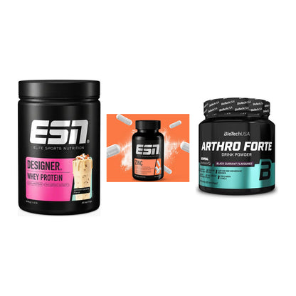 Regenerations-Set: ESN Designer Whey + ESN Zinc + BioTech Arthro Forte – alle enthaltenen Artikel
