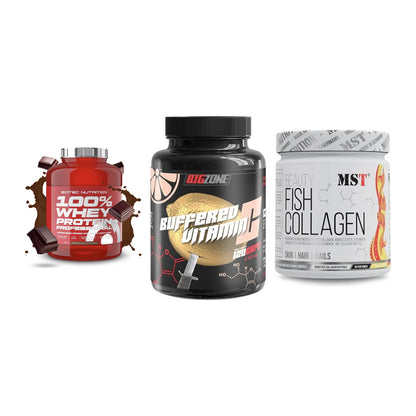 Regenerations-Set: Scitec 100% + Big Zone + MST Beauty Fish – alle enthaltenen Artikel