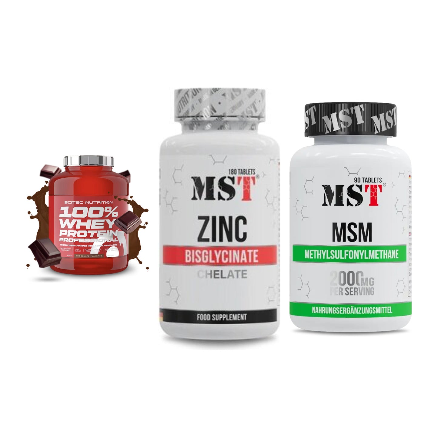 Regenerations-Set: Scitec 100% + MST Zinc + MST MSM 2000 / – alle enthaltenen Artikel