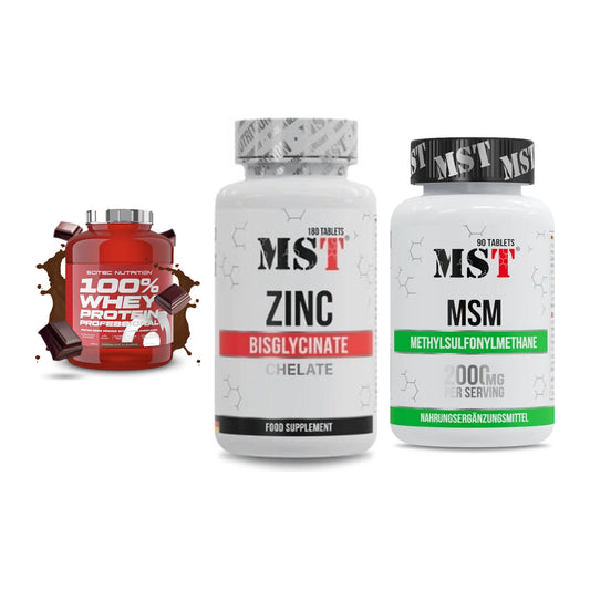 Regenerations-Set: Scitec 100% + MST Zinc + MST MSM 2000 / – alle enthaltenen Artikel